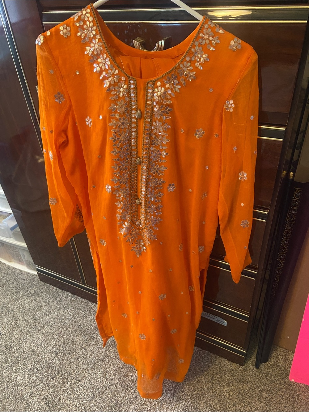 Women’s Orange Embellished Formal Kurta